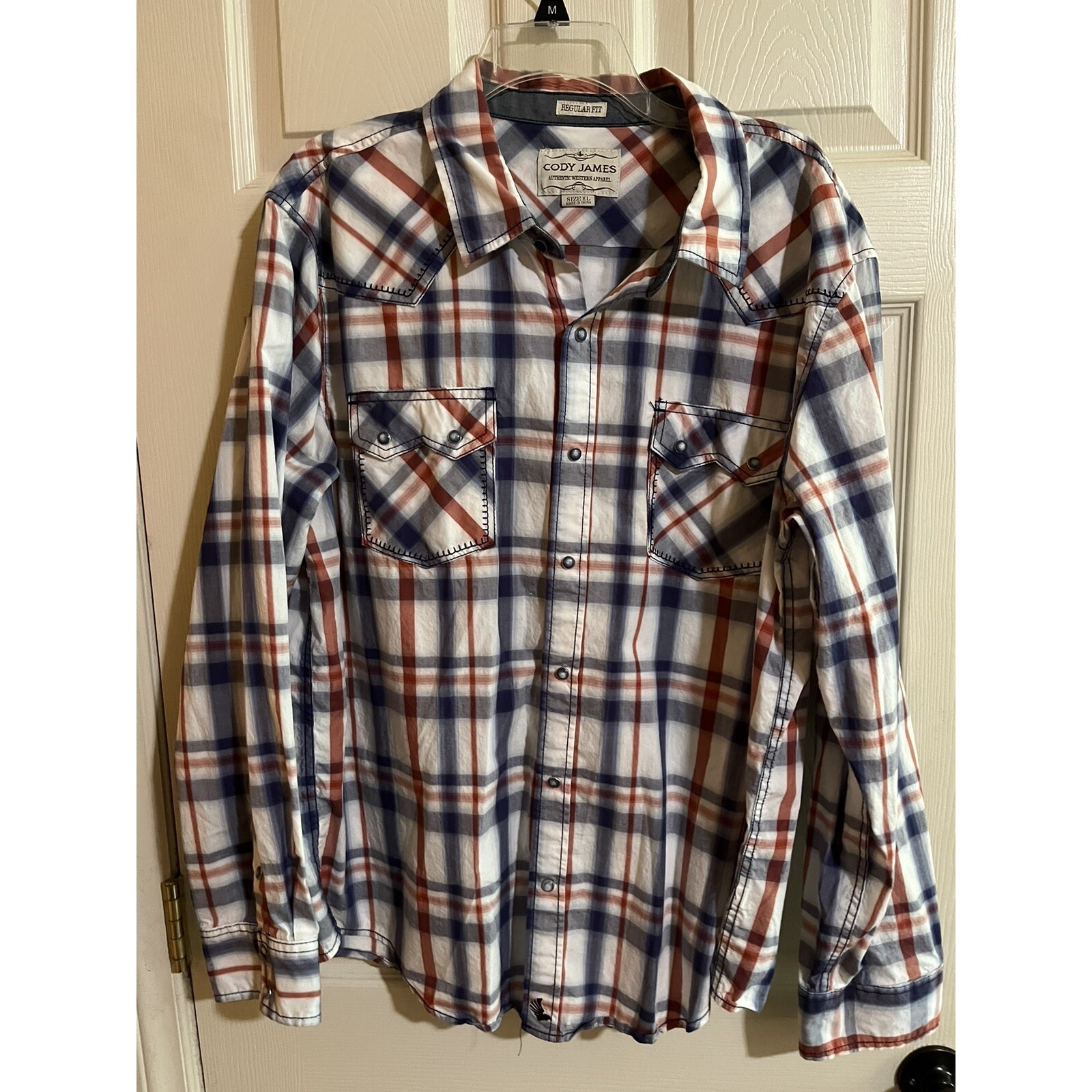 Cody James Pedal Snap Shirt Mens Xl Western Rodeo Cowboy Plaid Regular Fit